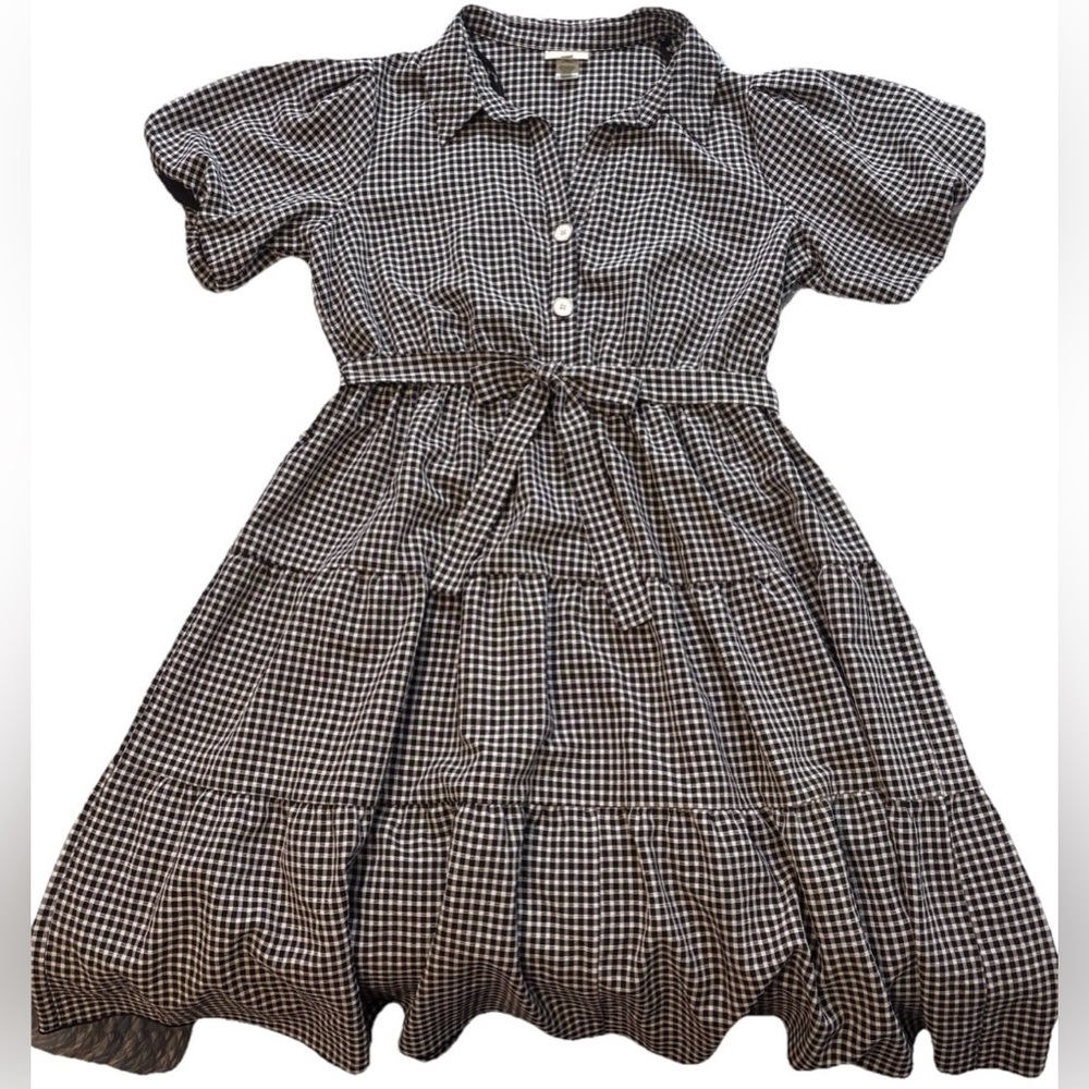 BEguiled 1X Gingham Cottagecore Prairie Dress Puff Sleeve Tiered Babydoll